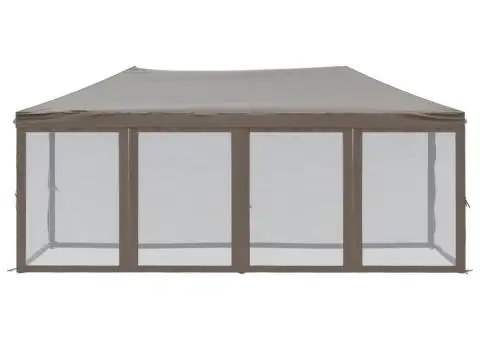 Cort pliabil pentru petrecere pereți laterali, gri taupe, 3x6 m - 3/5