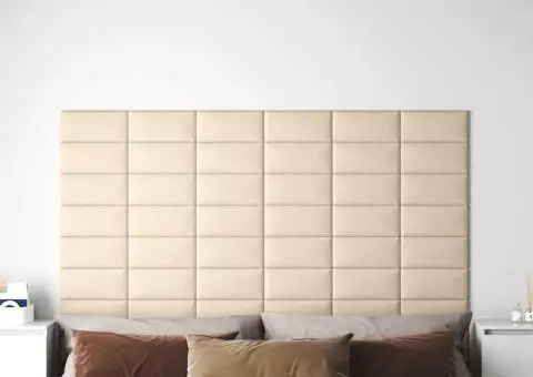 Panouri de perete 12 buc. crem 30x15 cm textil 0,54 m² - 1/5