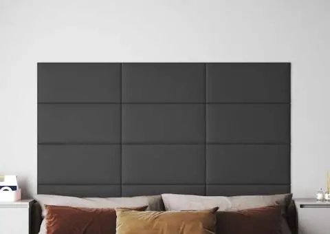 Panouri de perete 12 buc. gri 60x30 cm piele ecologică 2,16 m² - 1/5