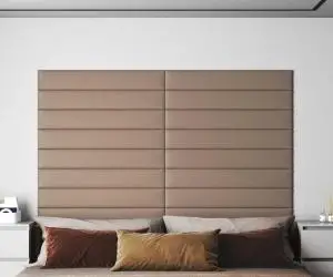 vidaXL Panouri de perete 12 buc. cappuccino 90x15 cm piele eco 1,62 m²
