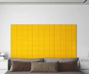 vidaXL Panouri de perete, 12 buc., galben, 60x15 cm, Catifea, 1,08 m²