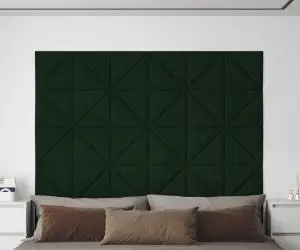 vidaXL Panouri de perete 12 buc. verde închis 30x30 cm catifea 0,54 m²