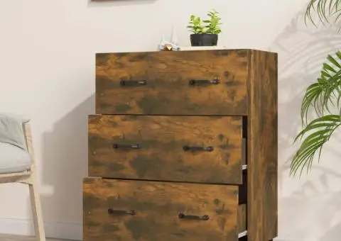 Dulap, stejar fumuriu, 69,5x34x90 cm, lemn compozit - 3/5