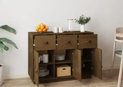 Servantă, maro miere, 100x40x75 cm, lemn masiv de pin - 3/5