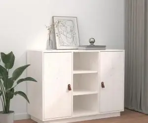Dulap, alb, 100x40x75 cm, lemn masiv de pin