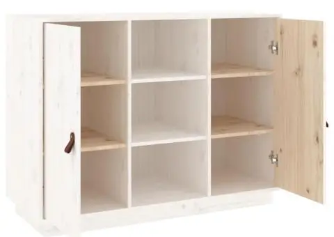Dulap, alb, 100x40x75 cm, lemn masiv de pin - 4/5