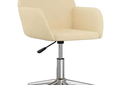Scaun de birou pivotant, crem, material textil - 2/5