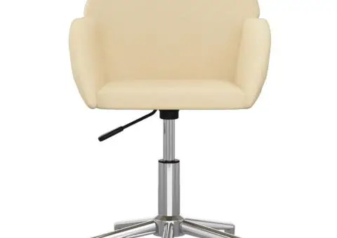 Scaun de birou pivotant, crem, material textil - 3/5