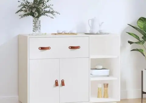 Dulap, alb, 98,5x40x75 cm, lemn masiv de pin - 1/5