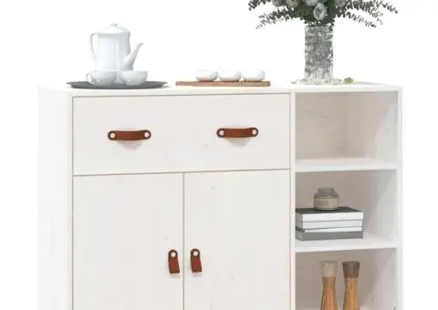 Dulap, alb, 98,5x40x75 cm, lemn masiv de pin - 4/5