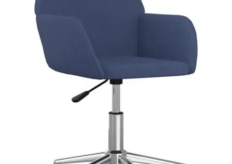 Scaun de birou pivotant, albastru, material textil - 2/5