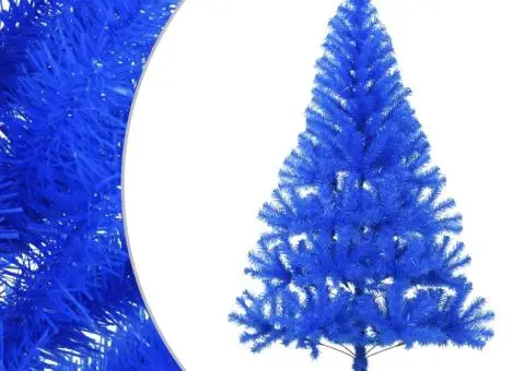 Jumătate brad de Crăciun artificial suport, albastru 120 cm PVC - 2/5