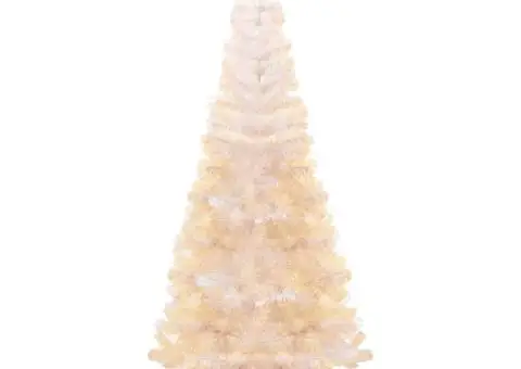 Brad de Crăciun artificial cu vârfuri irizate, alb, 240 cm, PVC - 2/5