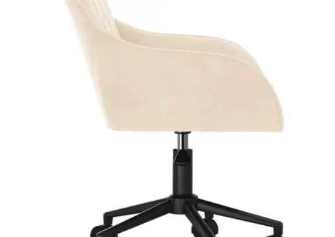 Scaun de birou pivotant, crem, catifea - 4/5