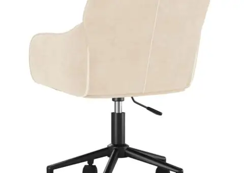 Scaun de birou pivotant, crem, catifea - 5/5