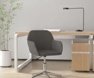 vidaXL Scaun de birou pivotant, gri închis, material textil