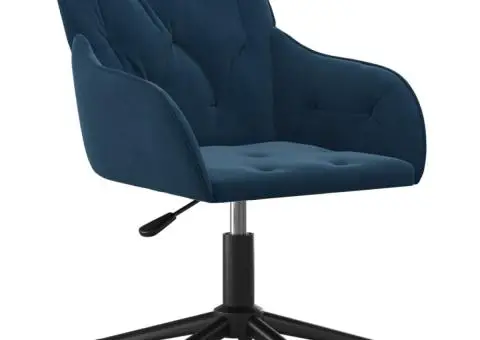 Scaun de birou pivotant, albastru, catifea - 2/5