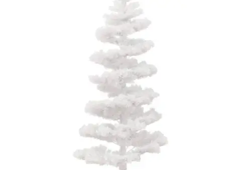 Brad Crăciun pre-iluminat ondulat cu suport, alb, 180 cm, PVC - 4/5
