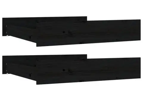 Sertare pentru pat, 2 buc., negru, lemn masiv de pin - 2/5