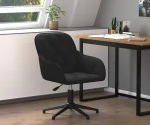 vidaXL Scaun de birou pivotant, negru, catifea