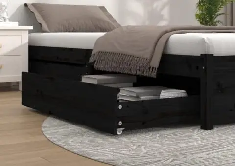 Sertare pentru pat, 2 buc., negru, lemn masiv de pin - 1/5