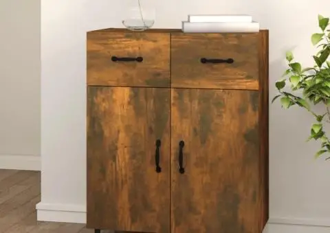 Dulap, stejar fumuriu, 69,5x34x90 cm, lemn compozit - 1/5