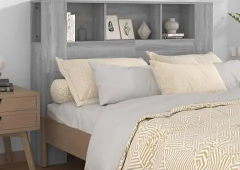 Tăblie de pat cu dulap, gri sonoma, 140x18,5x104,5 cm - 1/5