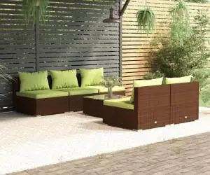 vidaXL Set mobilier de grădină cu perne, 6 piese, maro, poliratan