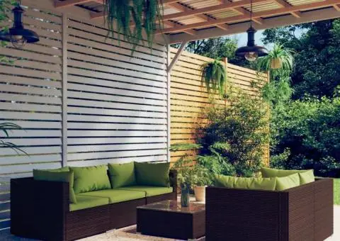 Set mobilier de grădină cu perne, 6 piese, maro, poliratan - 1/5