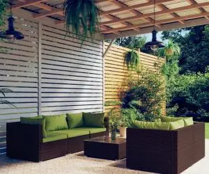 vidaXL Set mobilier de grădină cu perne, 6 piese, maro, poliratan