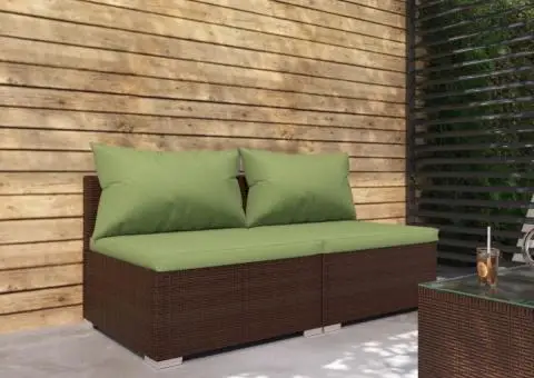 Set mobilier relaxare grădină cu perne 2 piese maro poliratan - 1/5