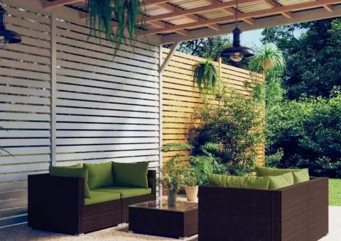 Set mobilier de grădină cu perne, 5 piese, maro, poliratan - 1/5