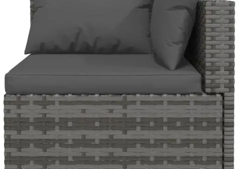 Set mobilier de grădină cu perne, 13 piese, gri, poliratan - 4/5