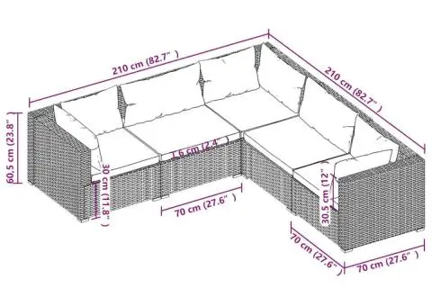 Set mobilier de grădină cu perne, 5 piese, maro, poliratan - 5/5