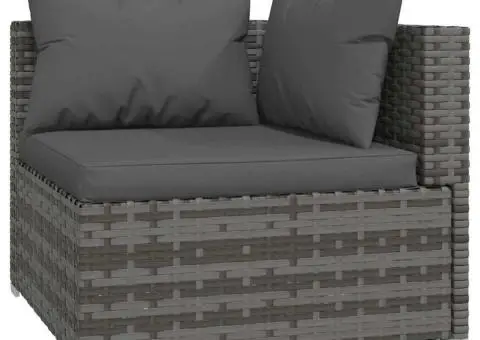 Set mobilier de grădină cu perne, 4 piese, gri, poliratan - 4/5