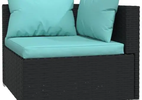 Set mobilier de grădină cu perne, 9 piese, negru, poliratan - 3/5