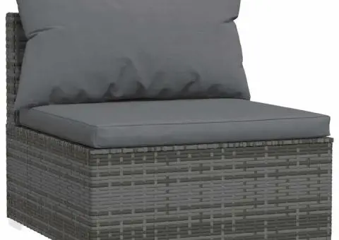 Set mobilier de grădină cu perne, 5 piese, gri, poliratan - 3/5