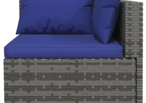 Set mobilier de grădină cu perne, 6 piese, gri, poliratan - 4/5