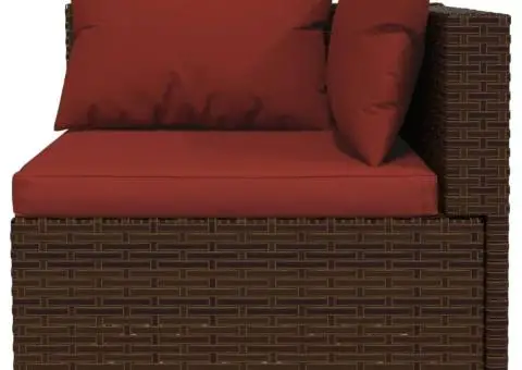 Set mobilier de grădină cu perne, 11 piese, maro, poliratan - 4/5