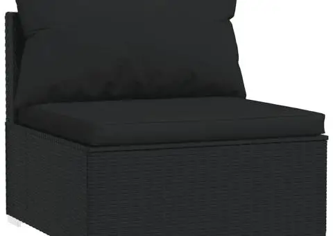 Set mobilier de grădină cu perne, 4 piese, negru, poliratan - 4/5