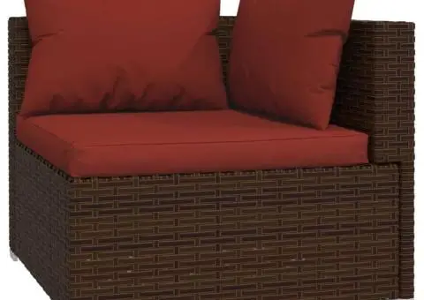 Set mobilier de grădină cu perne, 11 piese, maro, poliratan - 5/5