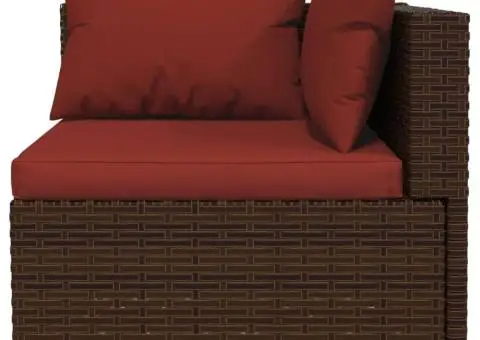 Set mobilier de grădină cu perne, 7 piese, maro, poliratan - 4/5