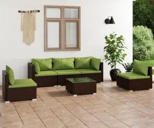 vidaXL Set mobilier de grădină cu perne, 6 piese, maro, poliratan
