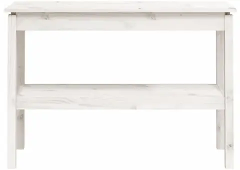 Masă consolă, alb, 110x40x75 cm, lemn masiv de pin - 4/5