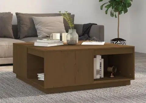 Măsuță de cafea, maro miere, 100x101x40,5 cm, lemn masiv de pin - 1/5