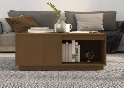 Măsuță de cafea, maro miere, 100x101x40,5 cm, lemn masiv de pin - 3/5