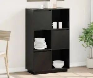 vidaXL Dulap înalt, negru, 74x35x117 cm, lemn masiv de pin