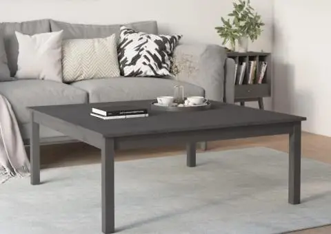 Măsuță de cafea, gri, 100x100x40 cm, lemn masiv de pin - 4/5