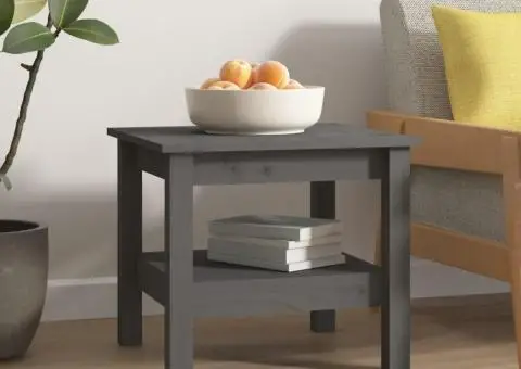 Măsuță de cafea, gri, 45x45x40 cm, lemn masiv de pin - 4/5