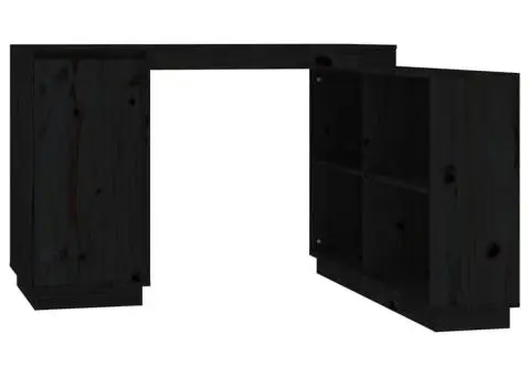 Birou, negru, 110x50x75 cm, lemn masiv de pin - 2/5